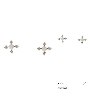 Catbird Moonflower and Tourmaline Stud Earrings